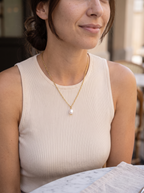 Aurelia Pearl Drop Necklace - worn on model