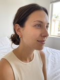Lune Crescent Huggie Earrings - worn on model