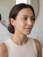 Mira Baguette Stud Earrings - worn on model