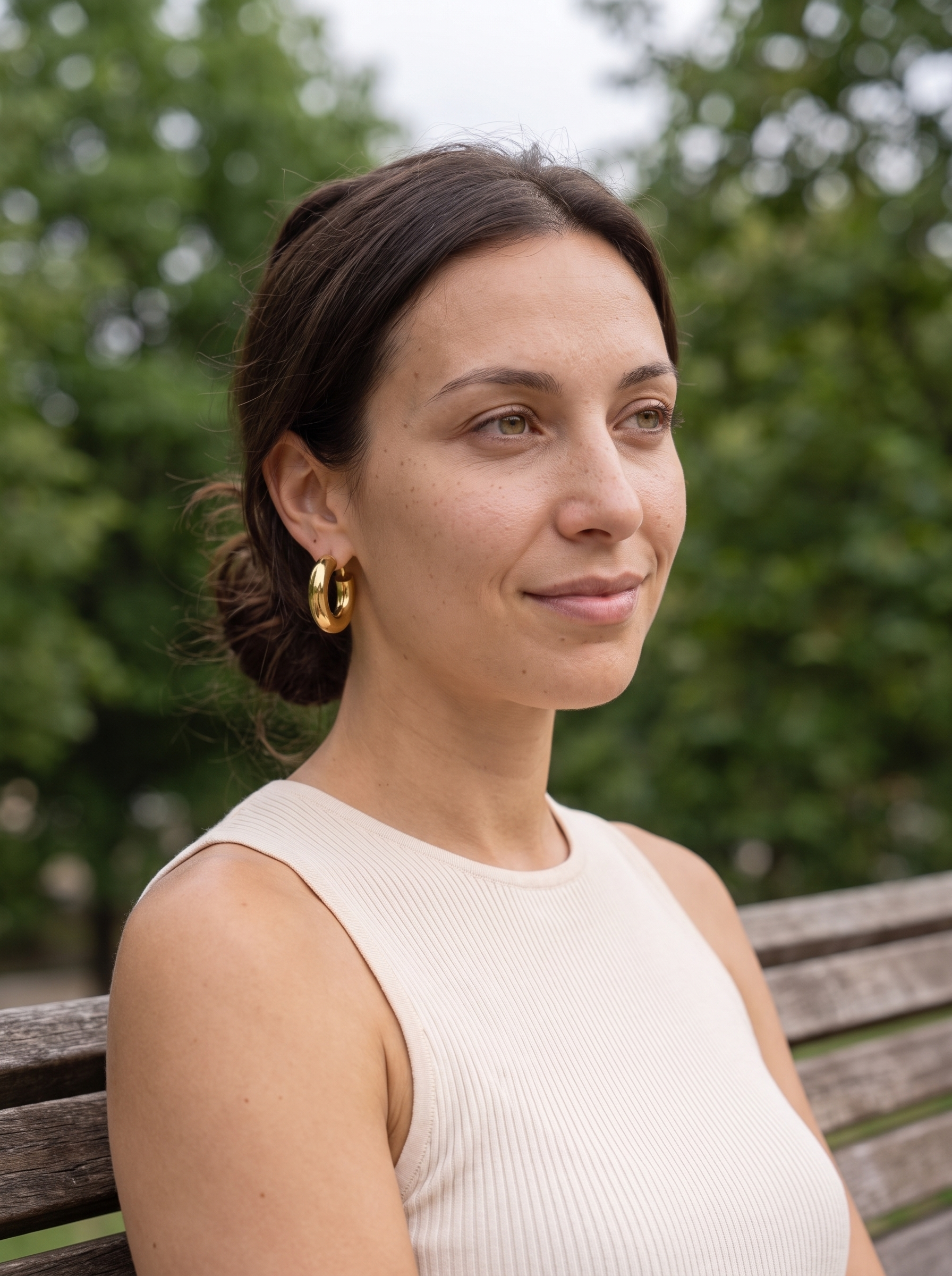 Ora Chunky Hoop Earrings - worn on model