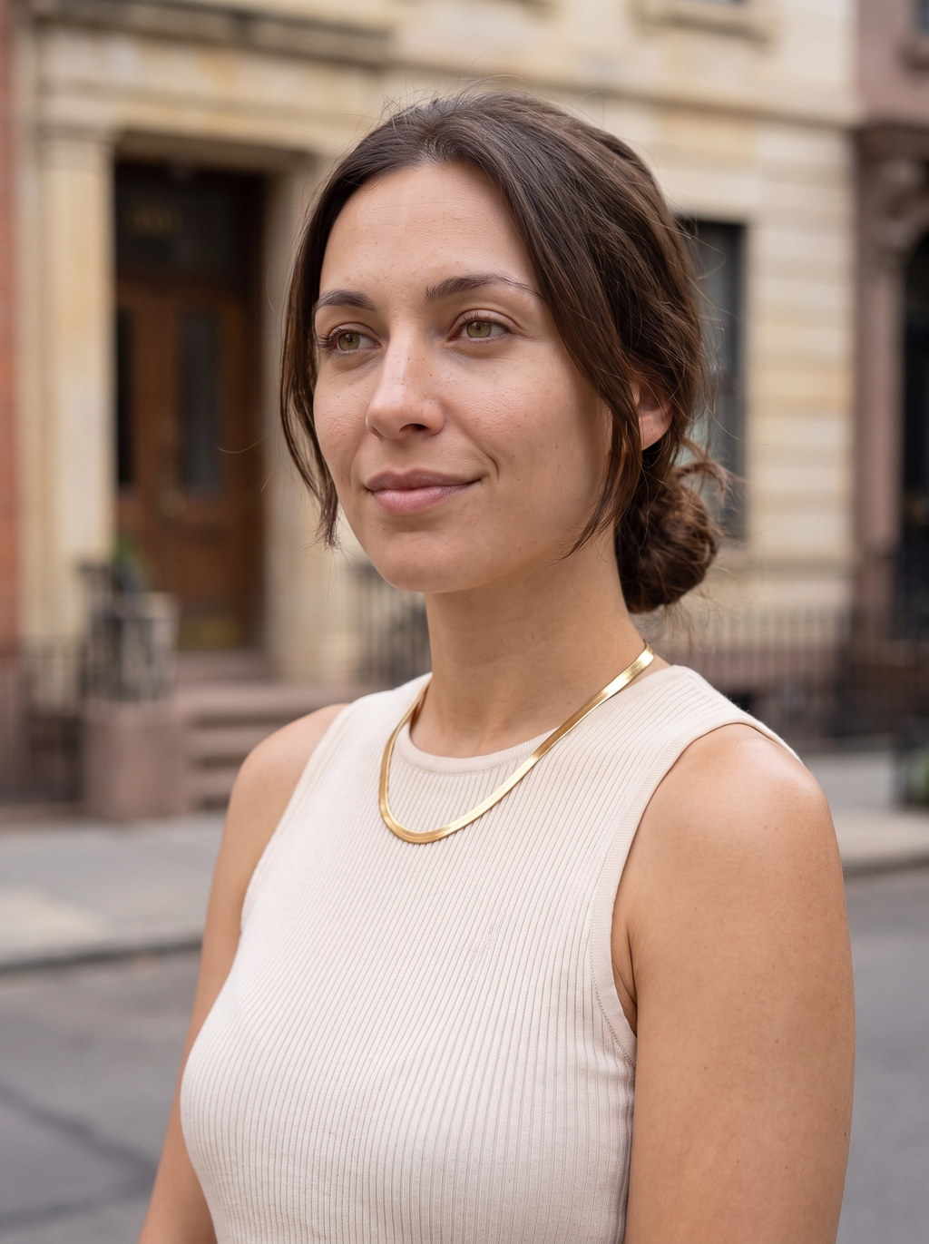 Vela Herringbone Chain Necklace - worn on model